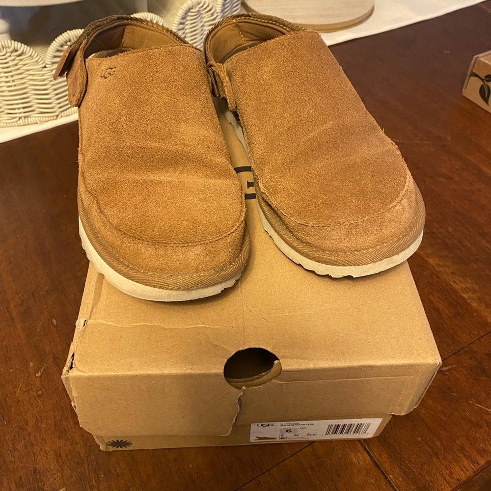 UGH Suede Slip-On Shoes in Chestnut Brown